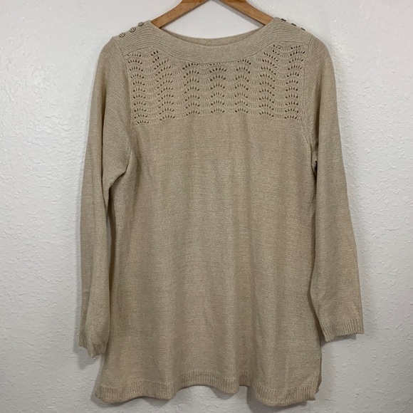 Croft & Borrow Cream Knit Sweater Size L - Picture 1 of 6